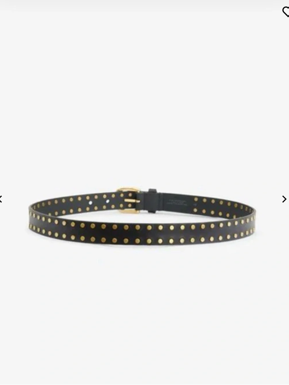 Isabel Marant Black Leather Studded Belt with Gold Buckle - Size 70